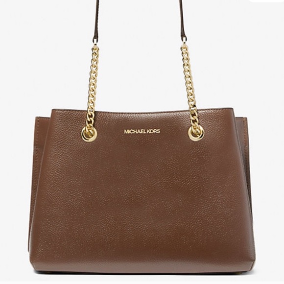 Michael Kors Teagen chocolate Brown pebbled Leather Shoulder/Tote Bag BNWT Med.